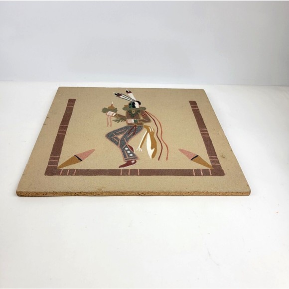 NAVAJO Native American Indian Sand Art Painting on Board Yei Bei Chai Dancer 12" - Picture 11 of 11